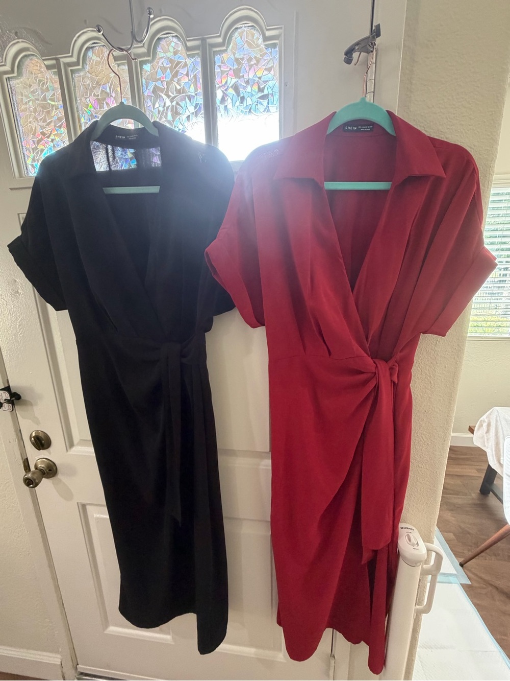 SHEIN Large Red & Black Wrap Midi Dresses  (BOGO)